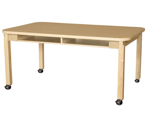 HPL3660DSK22C6 Mobile 36 x 60 Four Seater High Pressure Laminate Desk with Hardwood Legs- 22