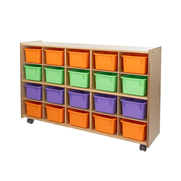  Contender Mobile 20 Tray Storage with Assorted Pastel Trays - Assembled with Casters 