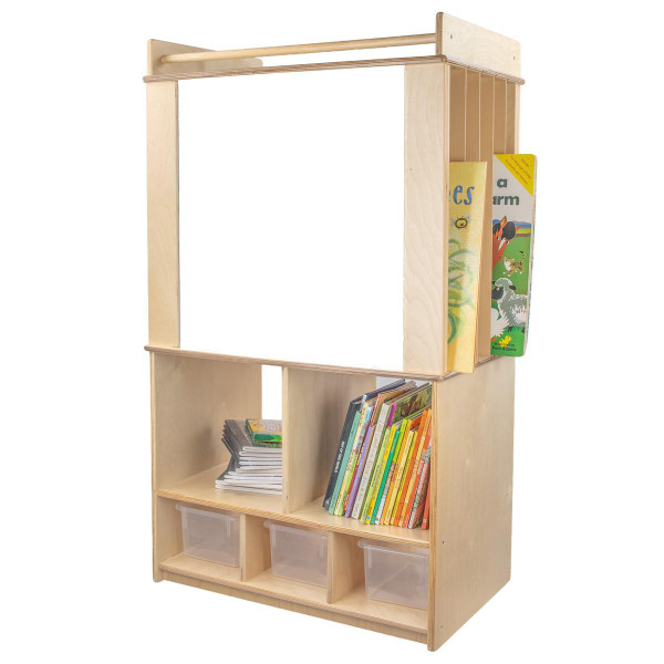 Dual Markerboard Store-It-All Teaching Center with 3 Translucent Trays