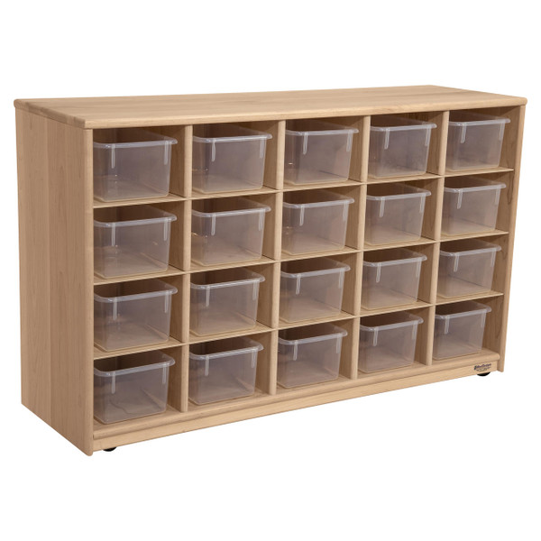 Maple Heritage 20 Cubby Tray Storage with Translucent Trays