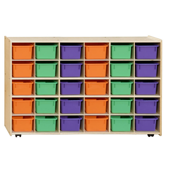 Contender Mobile 30 Tray Storage with Assorted Pastel Trays - Assembled with Casters