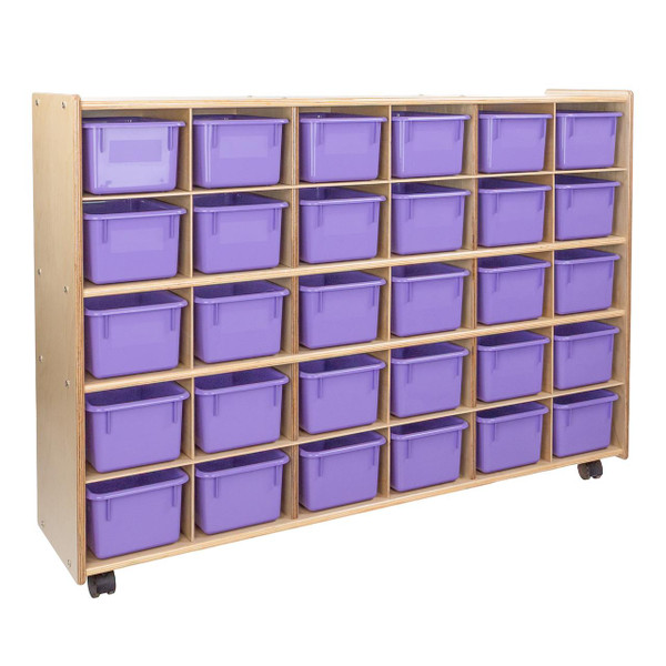 Contender Mobile 30 Tray Storage with Purple Trays - Assembled with Casters