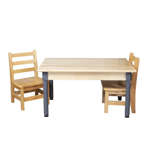 24 x 36 Rectangle Hardwood Adjustable-Height Table w/ Chairs