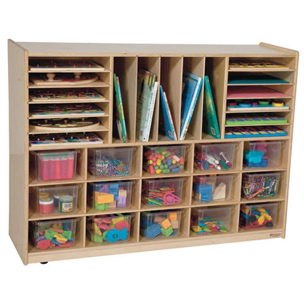 Wood Designs WD14001 Multi-Storage with 15 Translucent Trays