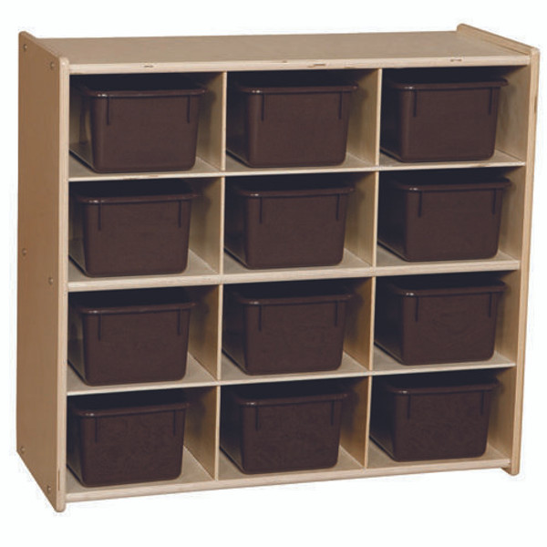 Contender C16122  Birch 12-Cubby Storage Unit w/Chocolate Tubs-RTA