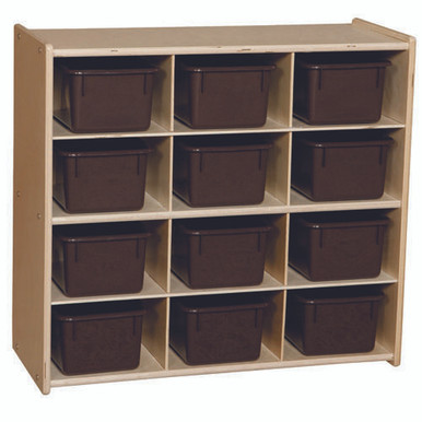 C16121F Birch 12-Cubby Storage Unit w/Clear Tubs-Assembled - WoodDesigns