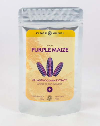 Concentrated Purple Corn or Purple Maize extract 30:1 anthocyanins. 100 gram. Buy online at Vigor Mundi