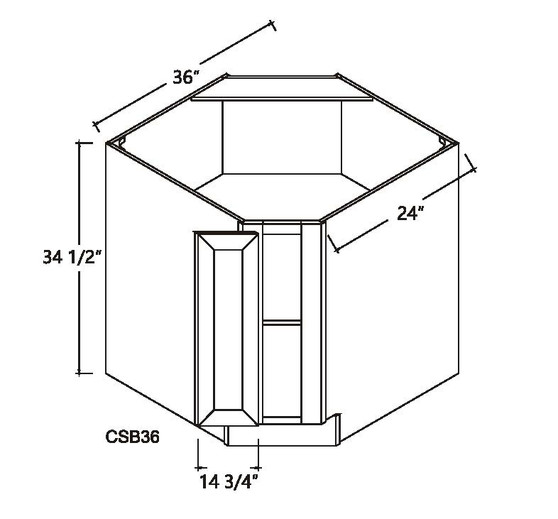 Corner Sink Base Cabinet 1 Door