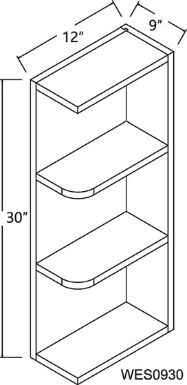 End Shelf Wall Cabinet 30" - 42"