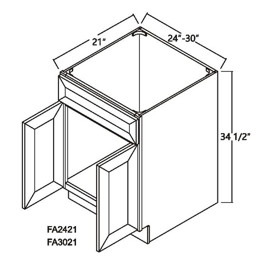 Sink Base Vanity Cabinet 2 Doors 1 Dummy Drawer