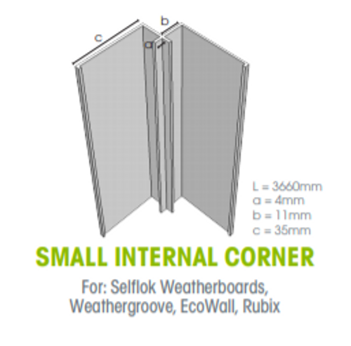 Canterbury Timber Buy Timber Online  Weathertex Small Internal Aluminium Corner 3660mm 55907