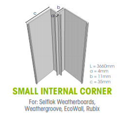 Weathertex Small Internal Aluminium Corner 3660mm | Canterbury Timber