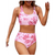 High Waisted Two-Piece Bikini Pink Tie Dye XL