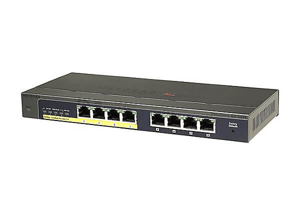 Netgear ProSafe GS108PE 8-Port Gigabit Ethernet Switch with 4-Port PoE (GS108PE-300NAS)