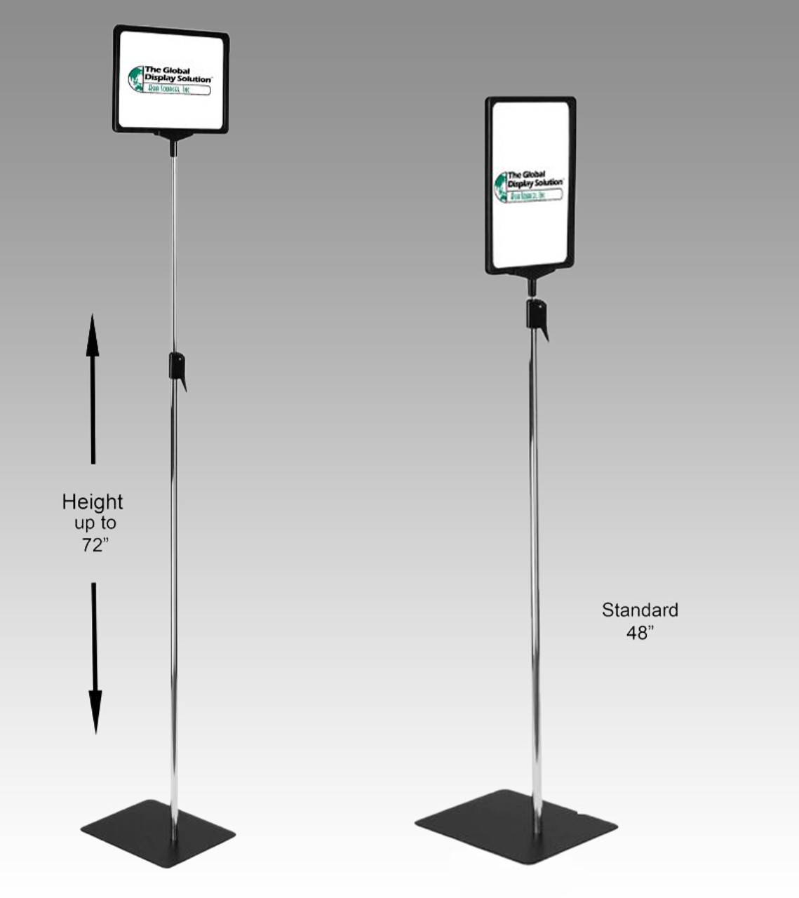 Clear Acrylic Pedestal Sign Holder Stand w/ Adjustable Metal Pole 11W x 8.5H Clear Acrylic Pedestal Sign Holder Stand w/ Adjustable Metal Pole 11W x 8.5H