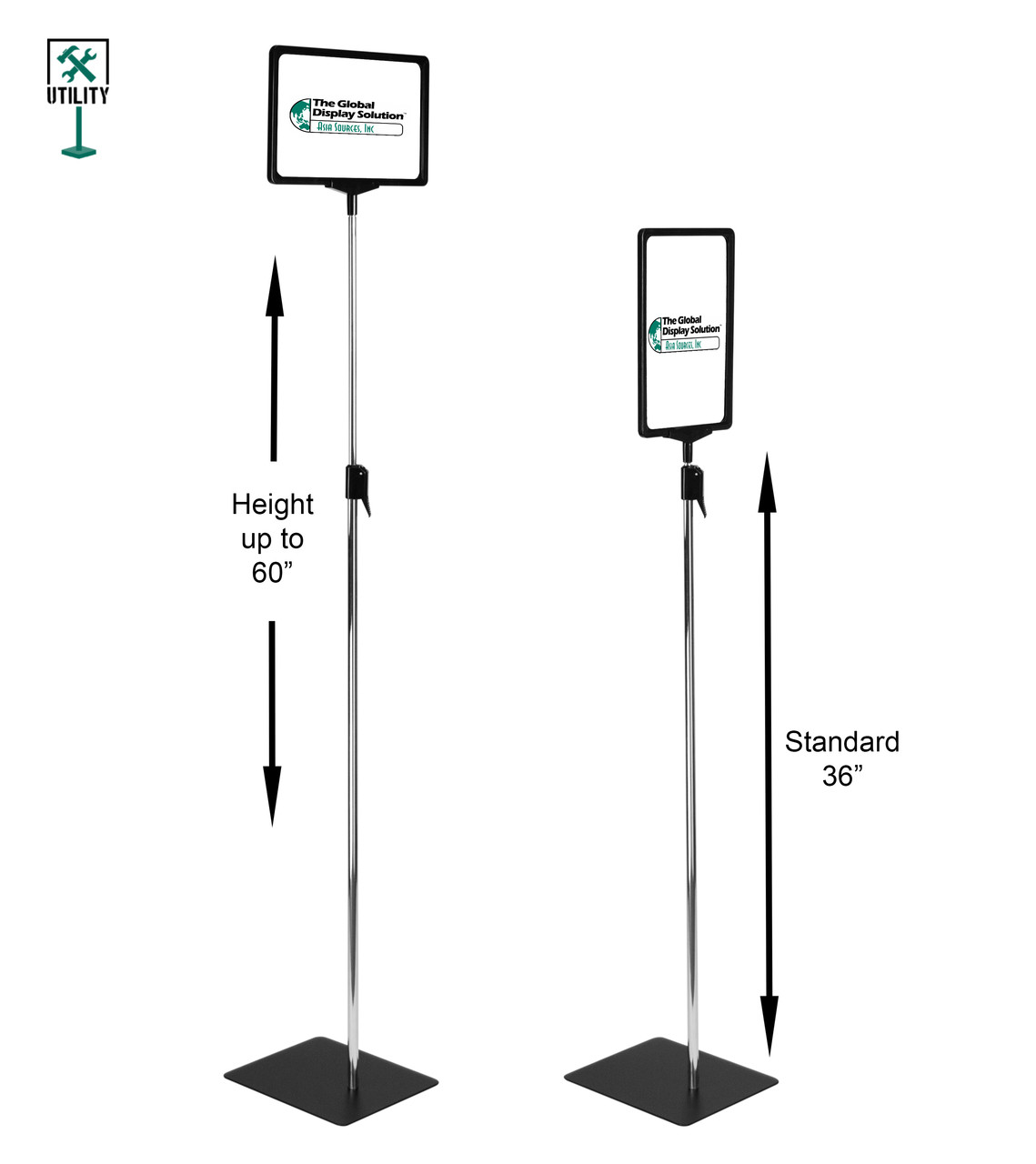 Pedestal Sign Holder Adjustable Pole Height 36