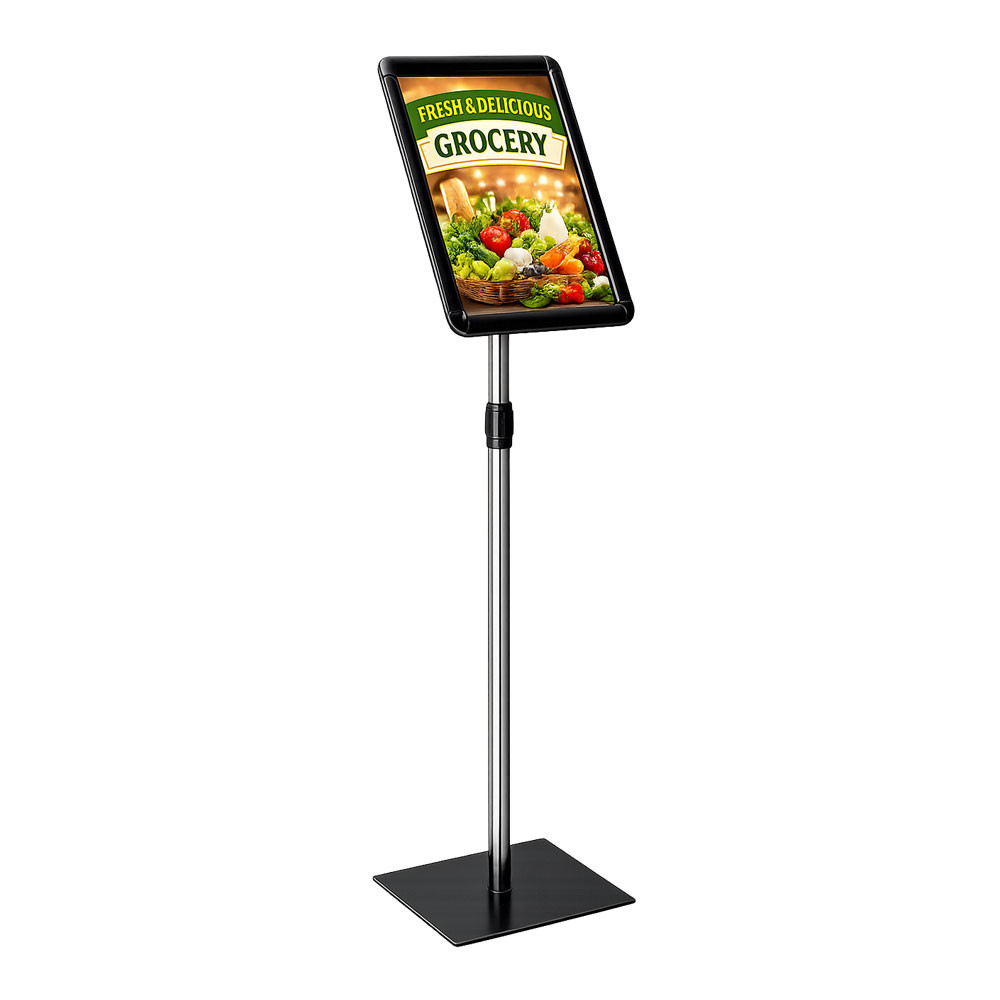 Deluxe Utility Pedestal Sign Display Stand | Heavy Steel Base with