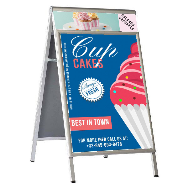A-Frame Sidewalk Sign Display | Changeable Header | 30