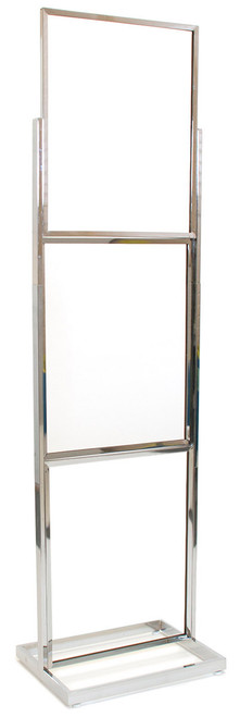 3-Tier Poster Stand Display - Chrome - 22"w x 28"h