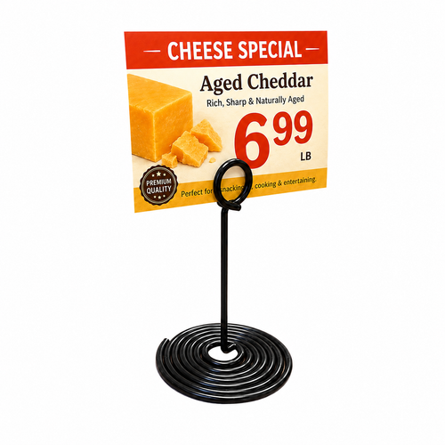 Spiral Metal Deli Sign Holder | 2.75"h | Black