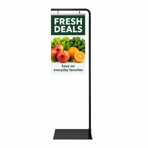 Super Workman Pallet Sign Holder | Adjustable: 60" - 84"H | Black
