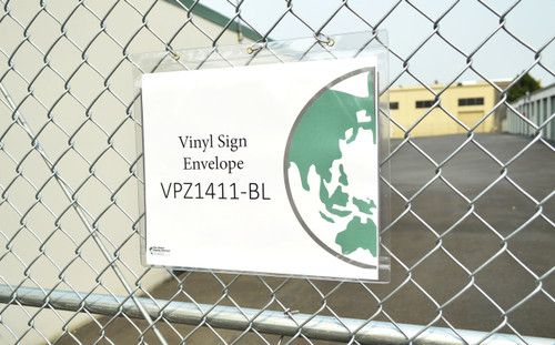 Outdoor vinyl sign envelope with three hang holes