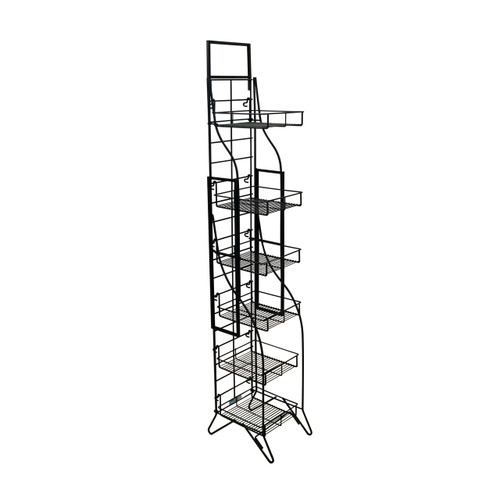 Fold-Up Display Rack - (6) Shelf -  Black