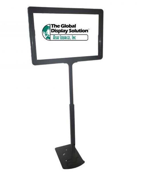 Shovel Base Grocery Sign Holder - Plastic - Adjustable Stem - Black 11"w x 7"h