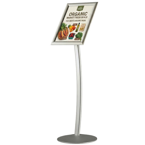 Curved Sign & Menu Stand | 8.5"W x 11"H | Silver