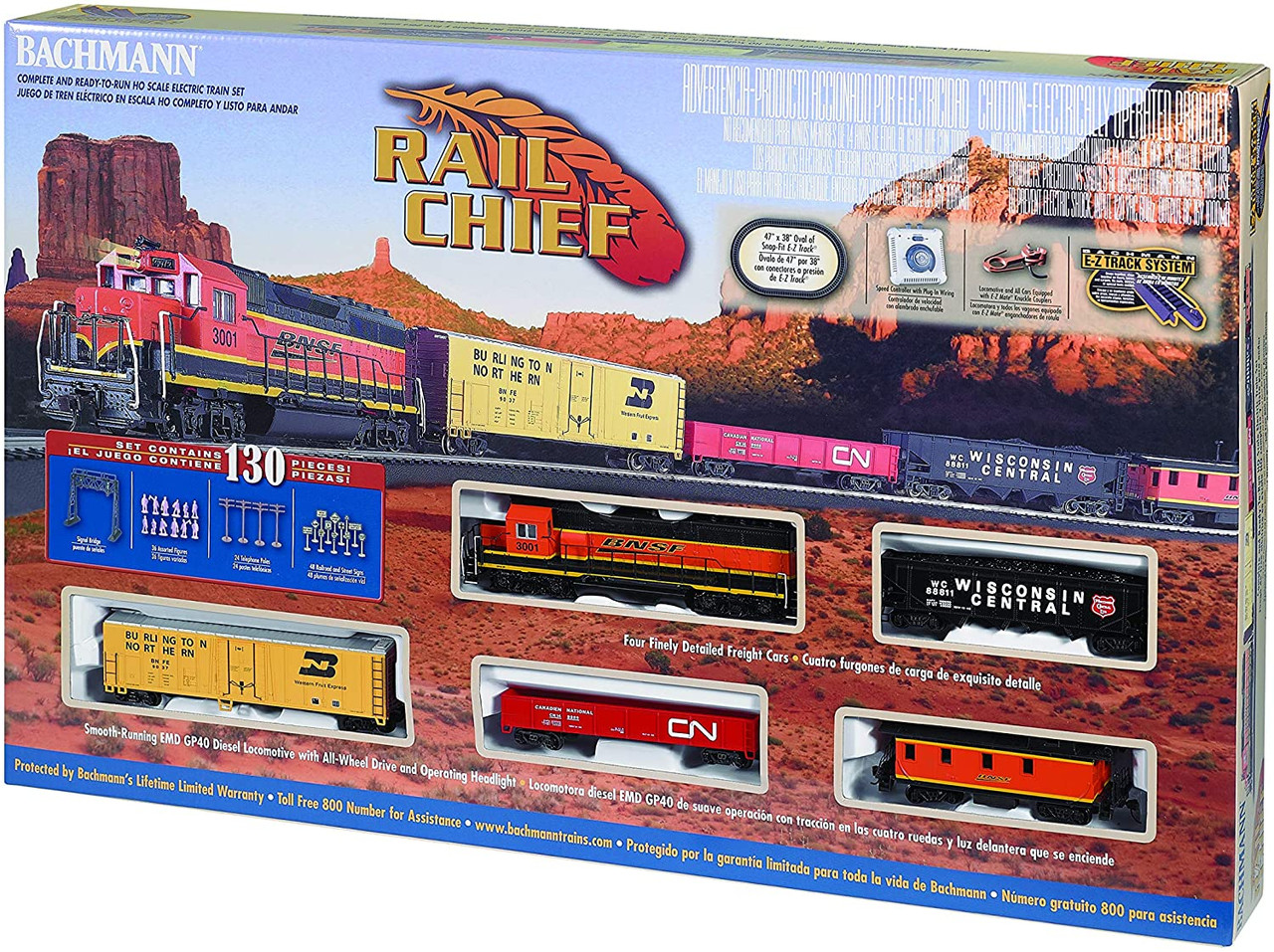 Bachmann 00706 HO Rail Chief BNSF Freight Set/GP40 Diesel