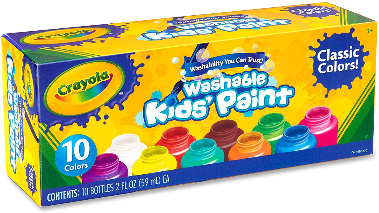 Crayola 54-0125 18 ct. Washable Paint Pots with Brush, Classic & Bold Colors