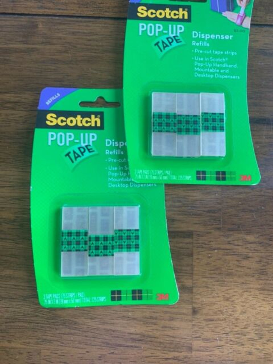 2 Packs - 3M Scotch Pop-Up Tape Refills - 3 tape pads per pack (75 strips  per pad / 450 total strips)