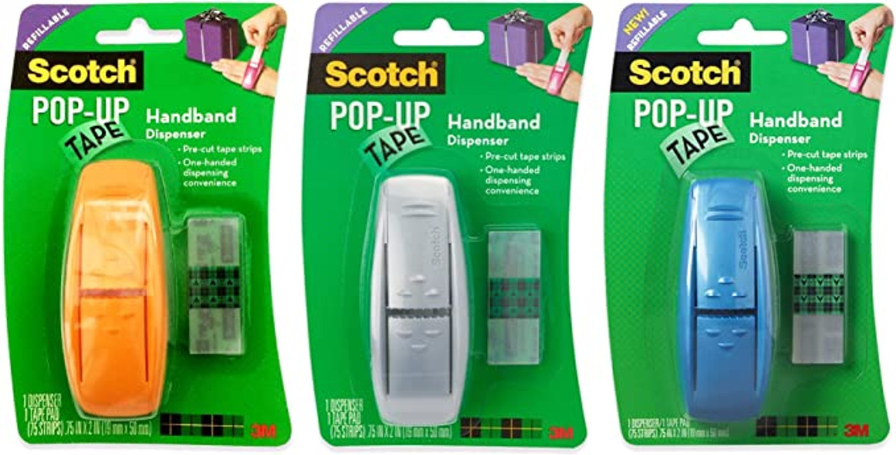 Scotch PopUp Tape Handband Dispenser, 3/4 x 2 Inches, 75 Strips/Pad, 3