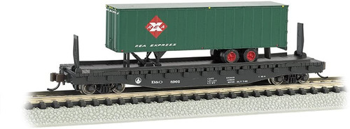 Bachmann 16752 N 52' Flatcar B&O with 35' REA Trailer