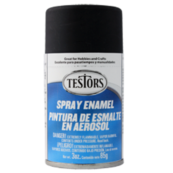 Testors 1249 Flat Black Spray Enamel - 3oz