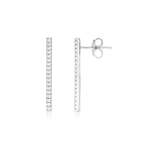 Sterling Silver Bar Earrings with Cubic Zirconias