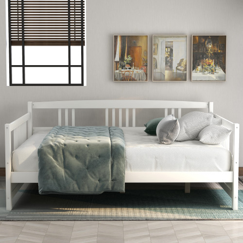 Wood Daybed Full Size Daybed with Support Legs, White