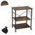 Simple Wood Kitchen Cart with 3-Tier Storage Space, Movable Microwave Stand with 10 Hooks - Brown and Frosted Black XH
