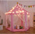 Outdoor Indoor Portable Folding Princess Castle Tent Kids Children Funny Play Fairy House Kids Play Tent(Warm LED Star Lights)