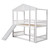 Twin over Twin House Bunk Bed with Convertible Slide and Ladder,Converts into 2 Separate Platform Beds