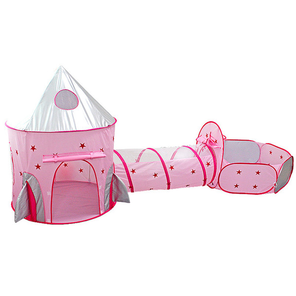 3 in 1 Rocket Ship Play Tent - Indoor/Outdoor Playhouse Set for Babies,Toddleers, Pink