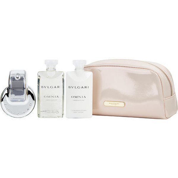 BVLGARI OMNIA CRYSTALLINE by Bvlgari EDT SPRAY 2.2 OZ & BODY LOTION 2.5 OZ & SHOWER GEL 2.5 OZ & BEAUTY POUCH