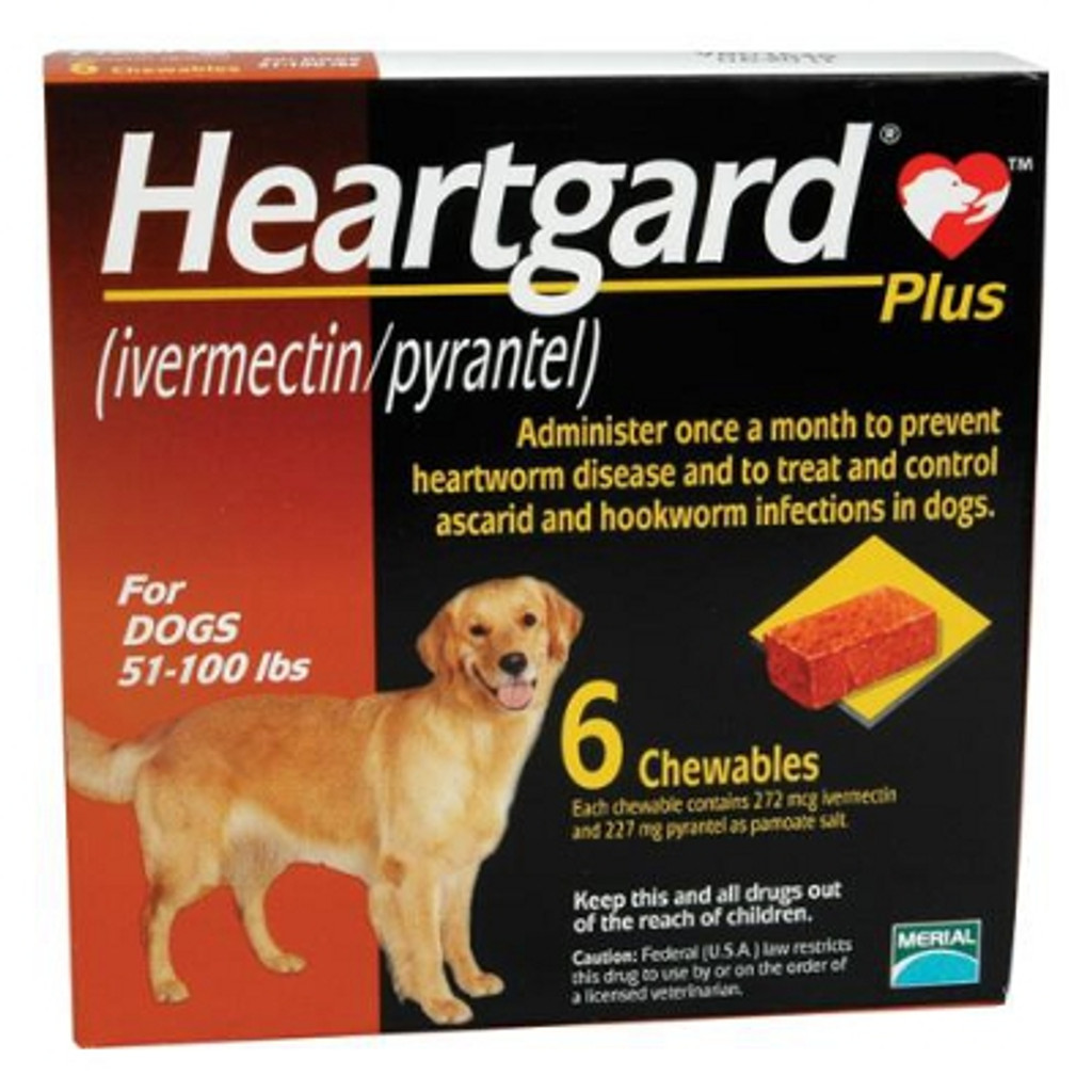 Heartgard Plus Chewables For Dogs 51 100 Lbs 23 45 Kg Brown 6 Chews 