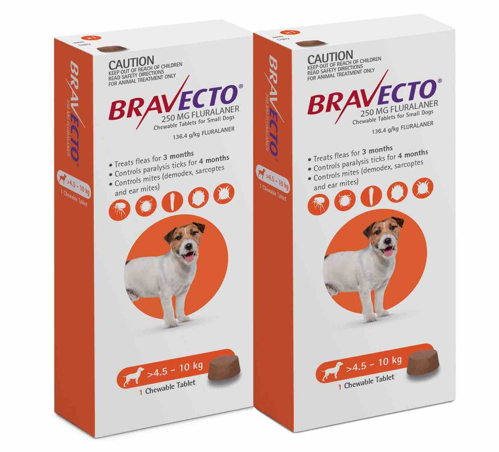 Bravecto Flea and Tick Chew for Dogs 9.9-22 lbs (4.5-10 kg) - Orange 2 Chews