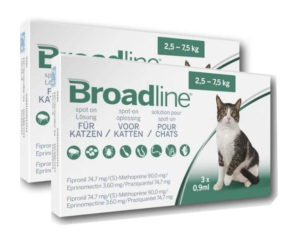 Broadline für große Katzen 5.5-16.5 lbs (2.5-7.5 kg) - 3 Dosen | Sierra