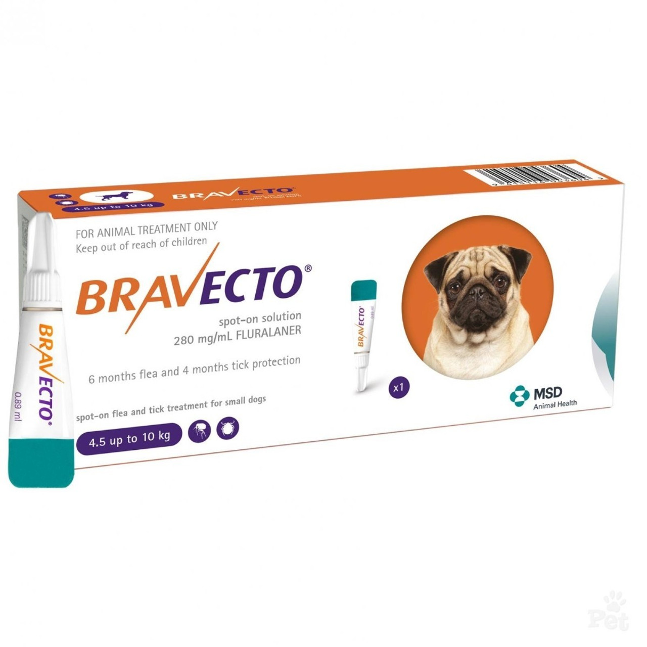 Bravecto Topical Solution for Dogs 9.9-22 lbs (4.5-10 kg) - Orange