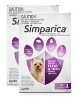 Simparica Chews pour chiens de 2,6 à 5 kg (5,5-11 lbs) - Purple 6 Chews
