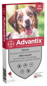 Advantix for Dogs 20-55 lbs (10-1-25 kg) - Red 4 Doses (05/2024 Expiry) Advantix for Dogs 20-55 lbs (10-1-25 kg) - Red 4 Doses (05/2024 Expiry)