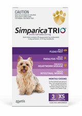 20% Off Simparica TRIO Chews for Dogs 5.5-11 lbs (2.6-5 kg) - Purple 3 Chews Now Only $ 42.39