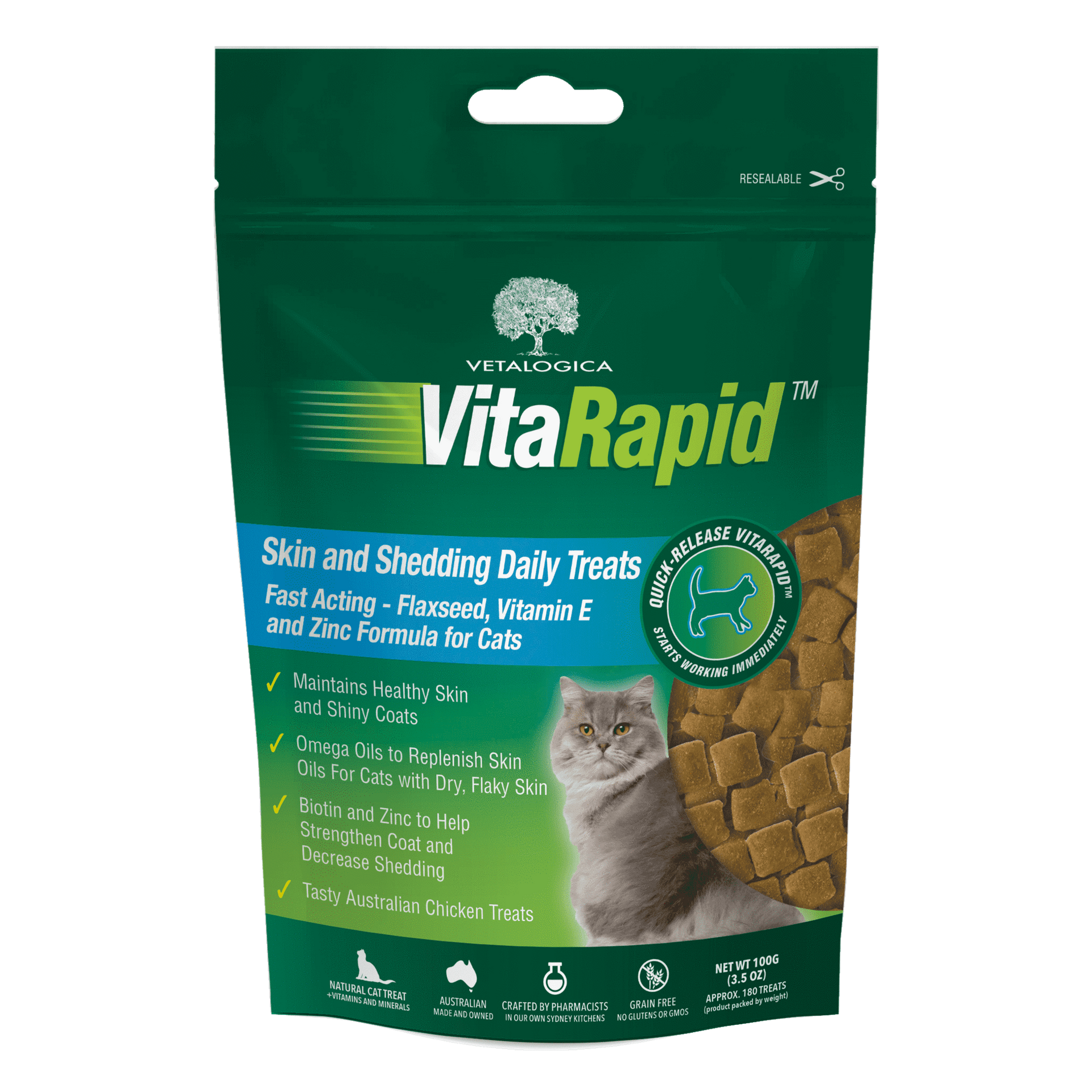 20% Off Vetalogica VitaRapid Skin & Shedding Daily Treats For Cats - 3.5oz (100g) Now Only $ 15.19